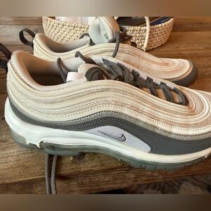 Nike Air Max 97 Cream and Gray Athletic Shoes